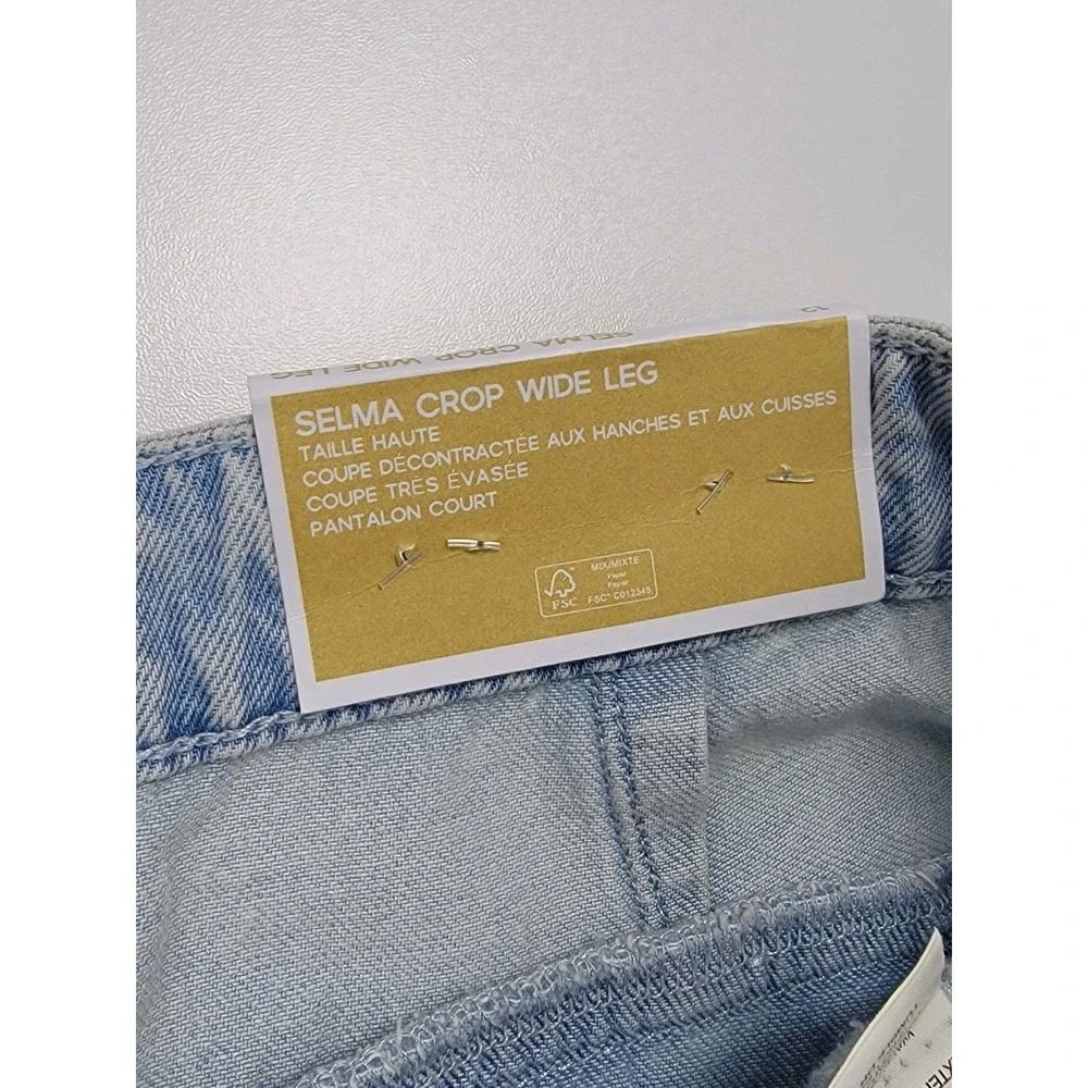 Michael Kors Selma Crop Wide Leg Jeans Women's Size 12 High Rise Light Wash New